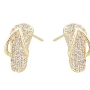 Gold-Tone Pave CZ Flip Flop Earrings – Beachy & Blingy!